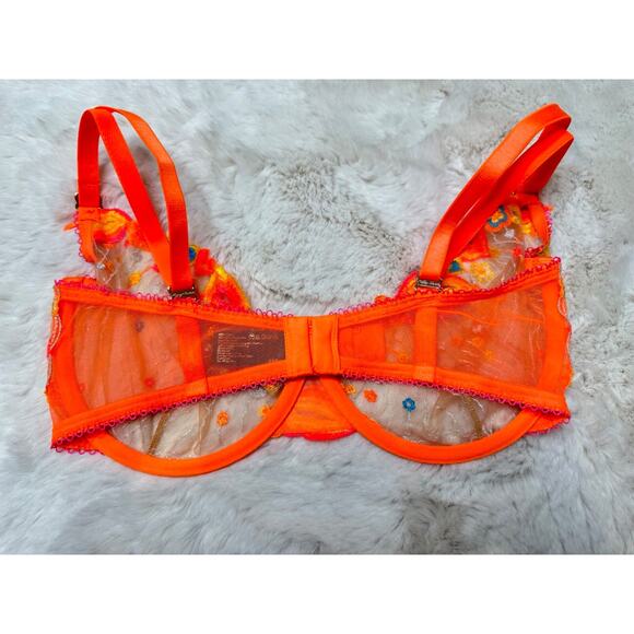 Honey Birdette DIXIE🌼🧡 Bright Orange 2 Piece Set 32DDD Bra & Medium Thong - Picture 4 of 8
